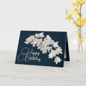 Carte Jolie florale moderne orchidée Flower Navy Anniver (Fleur jaune)