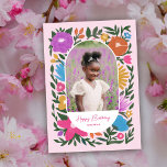 Carte Jolie florales colorées Photo Grand-mère Anniversa<br><div class="desc">Cette belle carte de voeux photo d'anniversaire pour Grandma présente un design floral dessiné à la main dans magenta / fuchsia rose, orange, jaune doré, violet, bleu et vert sur un arrière - plan de couleur personnalisé (montré en rose clair). Le style du design floral est presque craie comme /...</div>