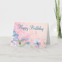 Jolie Fond Floral Rose et Bleu pour Anniversaire