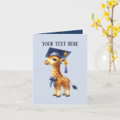 Carte Jolie girafe Graduation ajouter un message (Fleur jaune)