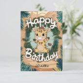 Carte Jolie Giraffe colorée Anniversaire (Debout devant)