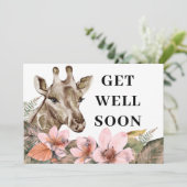 Carte Jolie Giraffe Or Floral Obtenez Bien (Debout devant)