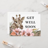 Carte Jolie Giraffe Or Floral Obtenez Bien (Devant/Arrière en situation)