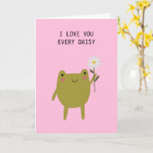 Carte Jolie Grenouille Je T'Aime Chaque Marguerite Amour (Fleur jaune)