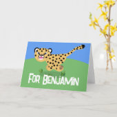 Carte Jolie guépard avec dessin animé (Fleur jaune)