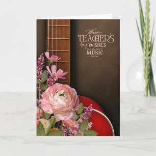 Carte Jolie guitare  Remerciement pour la fête des ensei