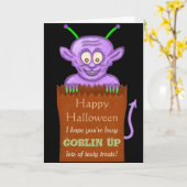 Carte Jolie Halloween Funny Purple Gobelin jeu de dessin (Fleur jaune)