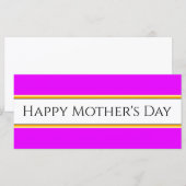 Carte JOLIE JOURNÉE DE LA MÈRE Vivid Pink White Stripes (Devant / Derrière)
