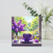 Carte Jolie Lilacs violets et café noir (Debout devant)