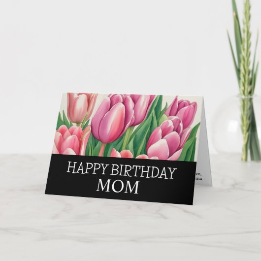 Carte Jolie maman Anniversaire Chic Aquarelle Tulip Flor (Devant)