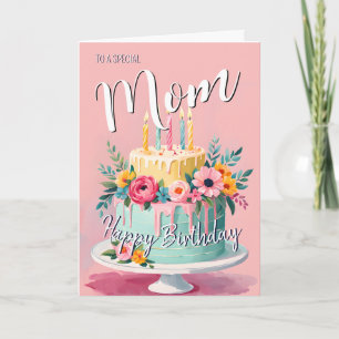 Carte Jolie maman heureux gâteau d'anniversaire de la ca