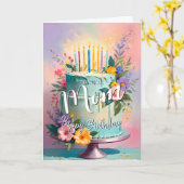 Carte Jolie maman heureux gâteau d'anniversaire de la ca (Fleur jaune)