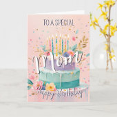 Carte Jolie maman heureux gâteau d'anniversaire de la ca (Fleur jaune)