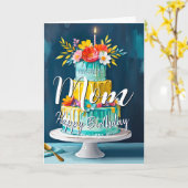 Carte Jolie maman heureux gâteau d'anniversaire de la ca (Fleur jaune)