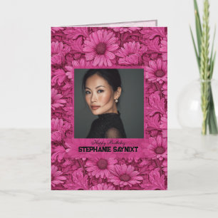 Carte Jolie Marguerite Rose Joyeux Anniversaire Tendance