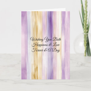 Carte Jolie Mariage Rayures Crème Or Lavande Violet