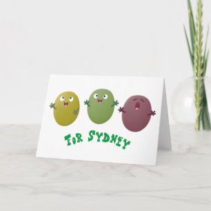 Carte Jolie olives joyeux chantant dessin animé