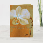 Carte Jolie orchidée aux teintes orange Art personnalisé (Devant)