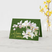 Carte Jolie Orchidées Blanches Vert Contexte Joyeux Anni (Fleur jaune)