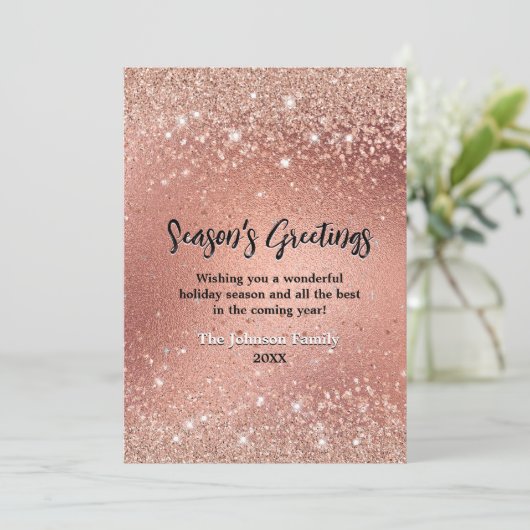 Carte Jolie parties scintillant d'or rose Noël nouvelle (Debout devant)