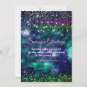 Carte Jolie parties scintillant violet vert Noël nouvel  (Devant)