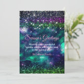 Carte Jolie parties scintillant violet vert Noël nouvel  (Debout devant)