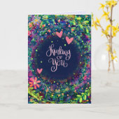 Carte Jolie pensée florale Vous pensez à vous Cœur Viole (Fleur jaune)