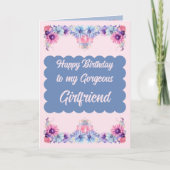 Carte Jolie petite amie fleurs rose anniversaire (Devant)