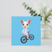 Carte Jolie petite chèvre blanche sur une bicyclette (Debout devant)