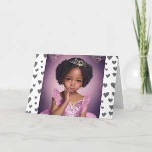 Carte Jolie Petite Fille de Couleur Princesse Anniversai