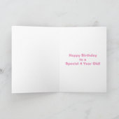 Carte Jolie Petite Fille Rose Âgée 4 Anniversaire (Intérieur)