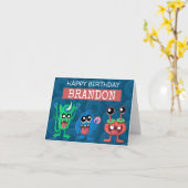 Carte Jolie Petite Monstre Anniversaire Donut Party (Fleur jaune)