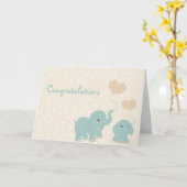 Carte Jolie Petits Eléphants, Petit Ensemble De Joie (Fleur jaune)