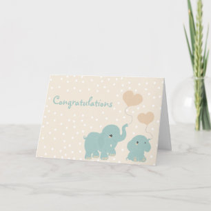 Carte Jolie Petits Eléphants, Petit Ensemble De Joie