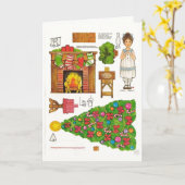 Carte Jolie poupée en papier pour Noël à carreaux à l'an (Fleur jaune)