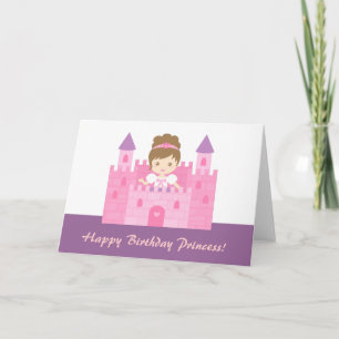 Carte Jolie Princesse dans un Château Fille Joyeux Anniv