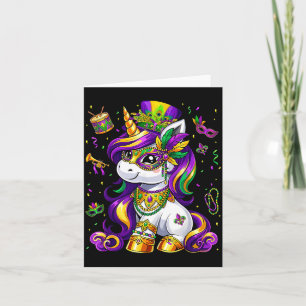 Carte Jolie princesse de Mardi gras licorne perle femme