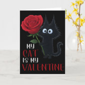 Carte Jolie rose de la Saint-Valentin de chat noir  (Fleur jaune)