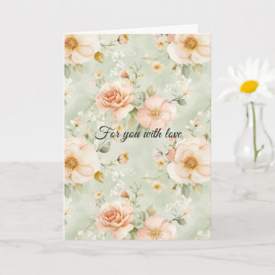 Carte Jolie rose de pêche menthe Fleurs de douche de mar