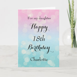 Carte Jolie rose et bleu 18 ans anniversaire fille