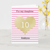 Carte Jolie rose et or 10 anniversaire fille (Fleur jaune)