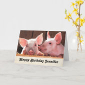 Carte Jolie rose Piglets photo animal Anniversaire (Fleur jaune)