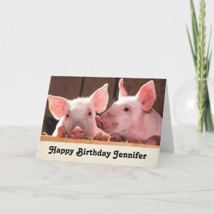 Carte Jolie rose Piglets photo animal Anniversaire