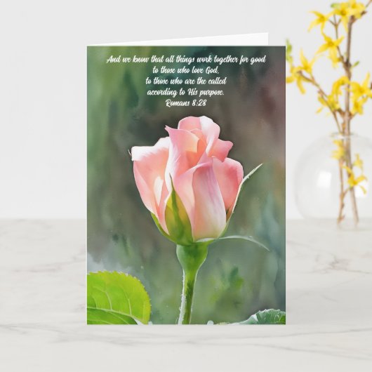 Carte Jolie rose rose Bud Bible Verse Art Note Card (Fleur jaune)