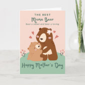 Carte Jolie Rose rose Meilleure Mama Bear Mothers Day (Devant)