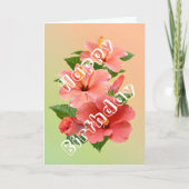 Carte Jolie rose Rouge Tropical Hibiscus Fleurs Annivers (Devant)