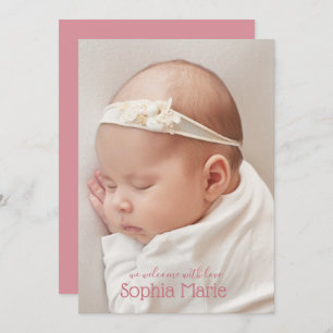 Carte Jolie rose Sweet Baby Photo Annonces de naissance