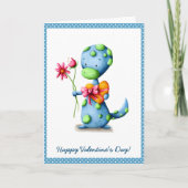 Carte Jolie Saint-Valentin Dino Bleu (Devant)
