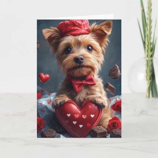 Carte Jolie Saint-Valentin Terrier Australien (Devant)