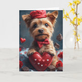 Carte Jolie Saint-Valentin Terrier Australien (Fleur jaune)
